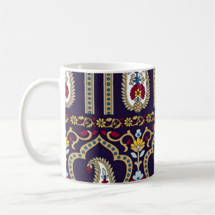 Geometric traditional paisley pattern with border coffee mug