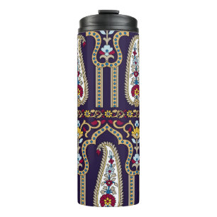 Geometric traditional paisley pattern with border  thermal tumbler