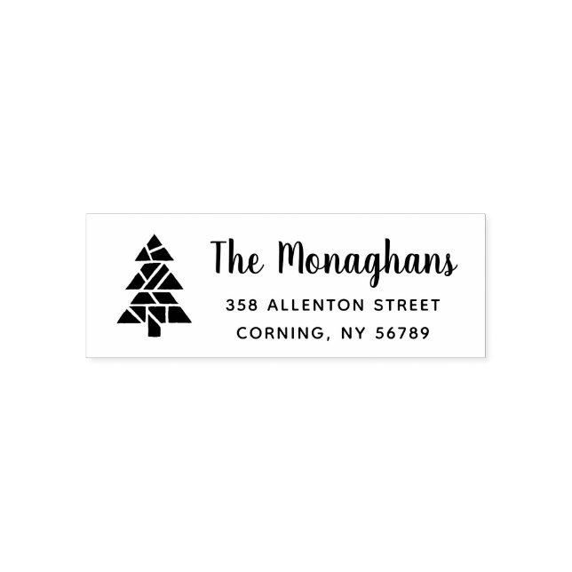 Geometric Tree Return Address Self-Inking Stamp (Design)