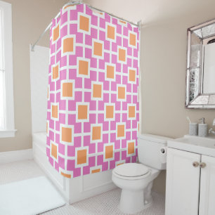 Geometric Trellis Pattern in Pink & Orange Shower Curtain