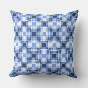 geometric trendy blue and white pattern cushion