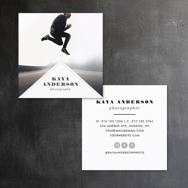 Geometric | Trendy Modern Minimal Photography Square Business Card (Creator Uploaded)