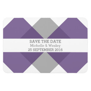 Geometric Triad Save the Date Magnet Purple Grey