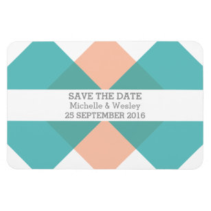 Geometric Triad Save the Date Magnet Teal Coral
