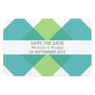 Geometric Triad Save the Date Magnet Teal Green