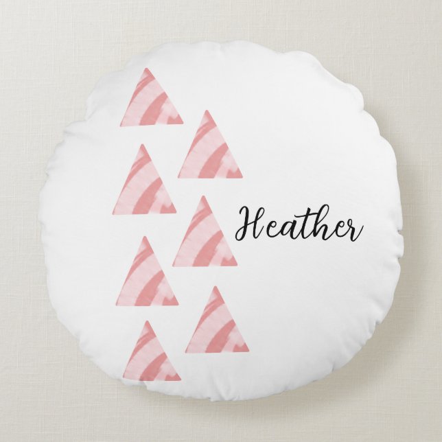 Geometric Triangels And Name Round Cushion (Front)