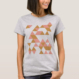 Geometric Triangle Design in Blush and Saffron T-Shirt
