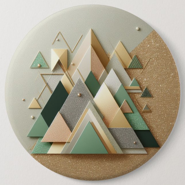 Geometric Triangle Glitter Abstract Polygonal 6 Cm Round Badge (Front)