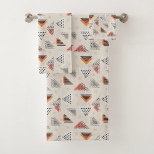 Geometric Triangle Hand Drawn Pattern Bath Towel Set