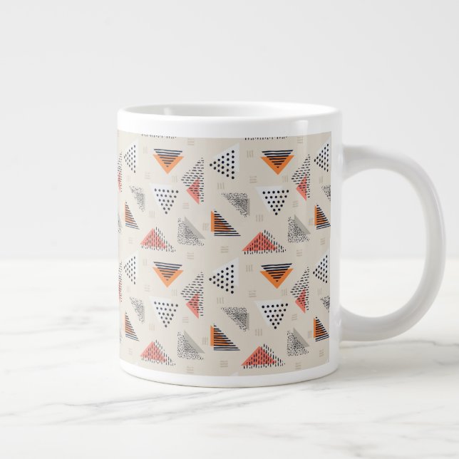 Geometric Triangle Hand Drawn Pattern Large Coffee Mug (Right)