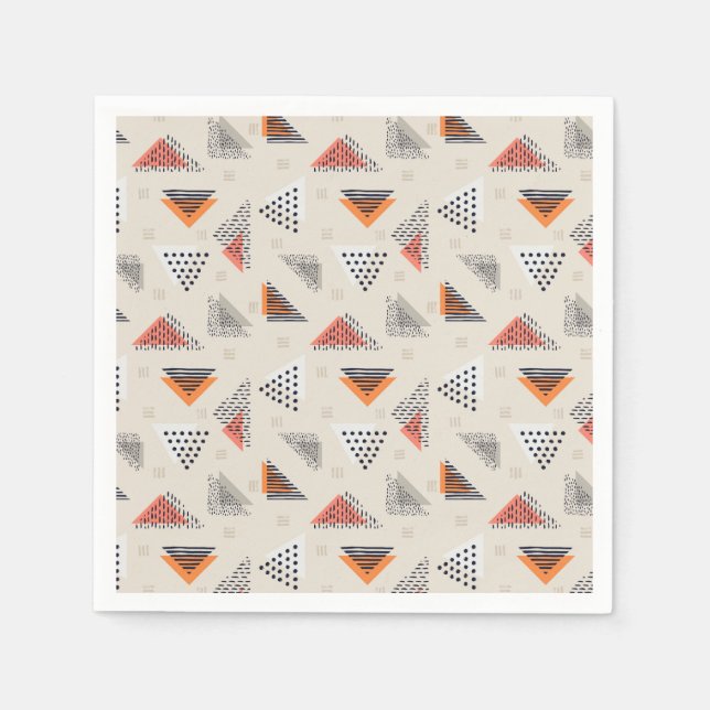 Geometric Triangle Hand Drawn Pattern Napkin (Front)