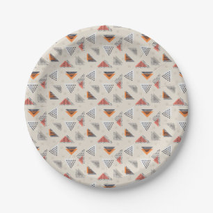 Geometric Triangle Hand Drawn Pattern Paper Plate