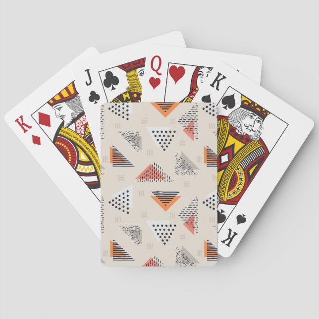 Geometric Triangle Hand Drawn Pattern Playing Cards (Back)