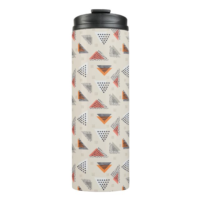 Geometric Triangle Hand Drawn Pattern Thermal Tumbler (Front)