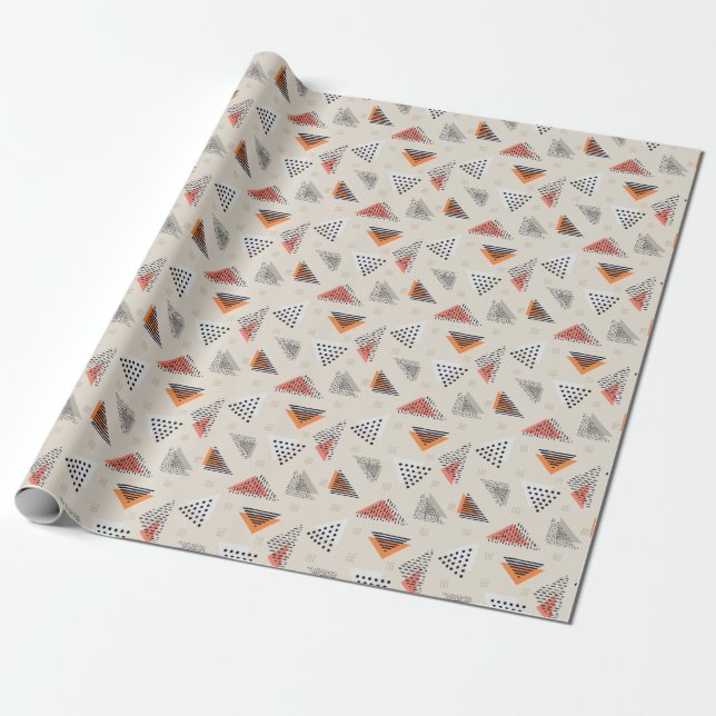 Geometric Triangle Hand Drawn Pattern Wrapping Paper (Unrolled)