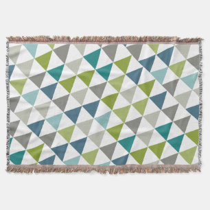 Geometric Triangle Navy Green Grey Modern Abstract Throw Blanket