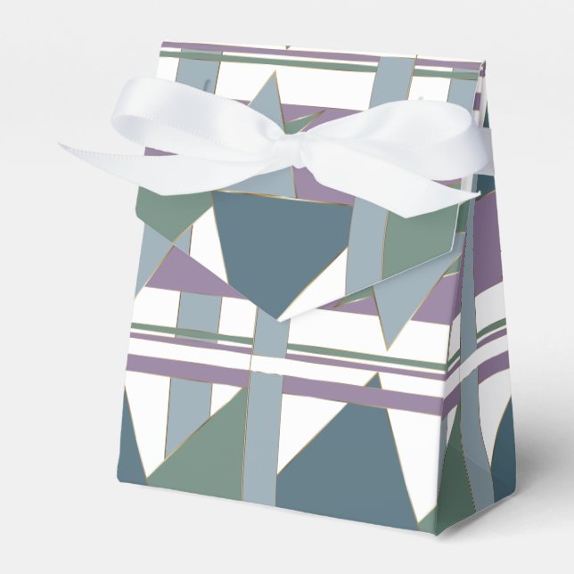 Geometric Triangle Pattern  Blue Violet Green Favour Box (Front Side)