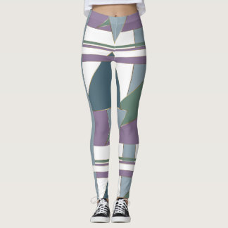 Geometric Triangle Pattern Blue Violet Green Leggings