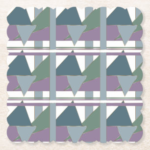 Geometric Triangle Pattern  Blue Violet Green Paper Coaster