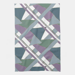 Geometric Triangle Pattern  Blue Violet Green Tea Towel