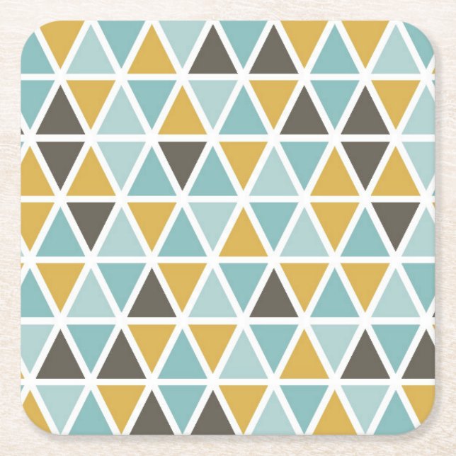 Geometric Triangle Pattern Square Paper Coaster (Front)