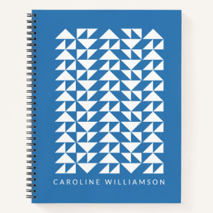 Geometric Triangle Shapes in Blue Personalised Notebook