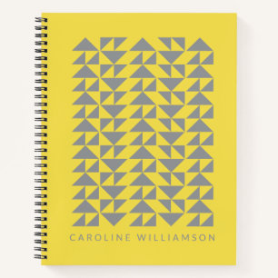 Geometric Triangle Shapes in Yellow Personalised  Notebook