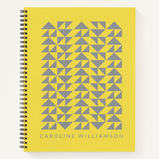 Geometric Triangle Shapes in Yellow Personalised  Notebook (Front)