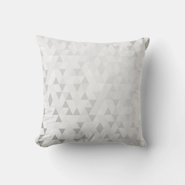 Geometric Triangles Charcoal Grey Silver Cushion (Front)
