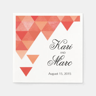 Geometric Triangles Cocktail Party coral Napkin