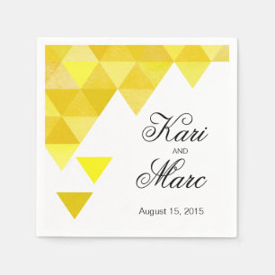 Geometric Triangles Cocktail Party   yellow gold Napkin