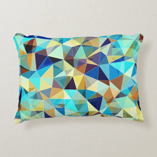 Geometric Triangles: Colourful Abstract Pattern Decorative Cushion (Front)