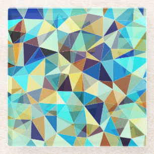 Geometric Triangles: Colourful Abstract Pattern Glass Coaster