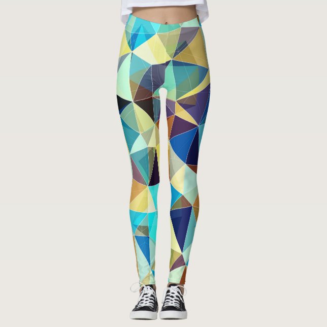 Geometric Triangles: Colourful Abstract Pattern Leggings (Front)