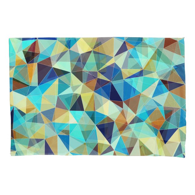 Geometric Triangles: Colourful Abstract Pattern Pillowcase (Front)
