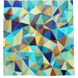 Geometric Triangles: Colourful Abstract Pattern Shower Curtain