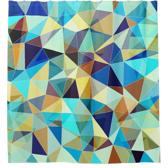 Geometric Triangles: Colourful Abstract Pattern Shower Curtain (Front)