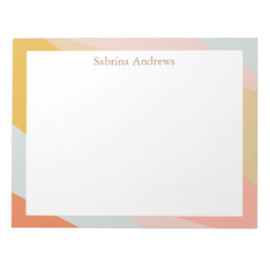 Geometric Triangles in Pastel Earth Tones Name Notepad