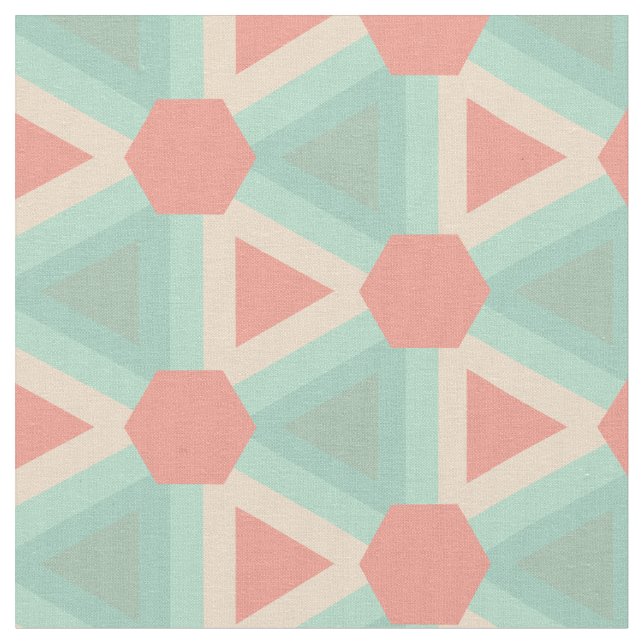 Geometric Triangles in Succulent colour pallet Fabric (Close Up)