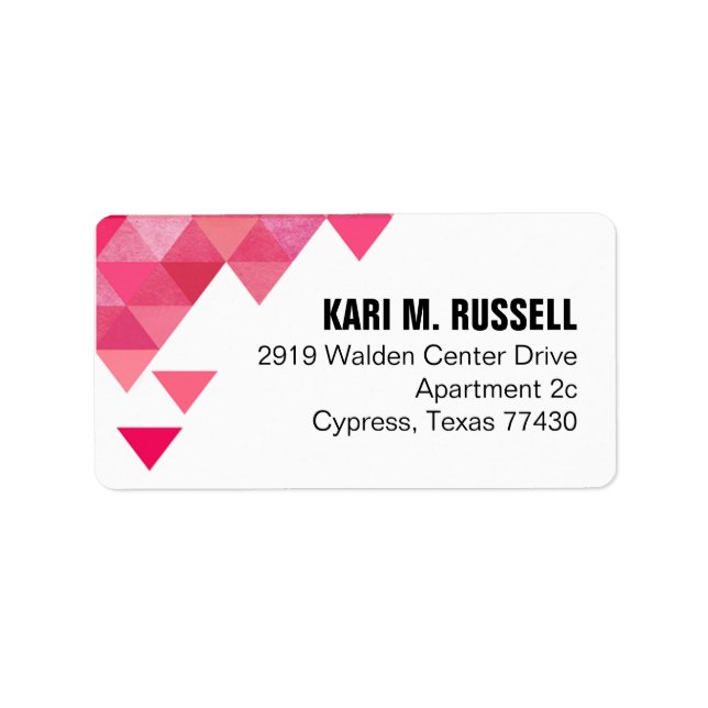 Geometric Triangles Mailing | fuschia hot pink Label (Front)