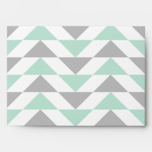 Geometric Triangles Mint Green Grey White Pattern Envelope