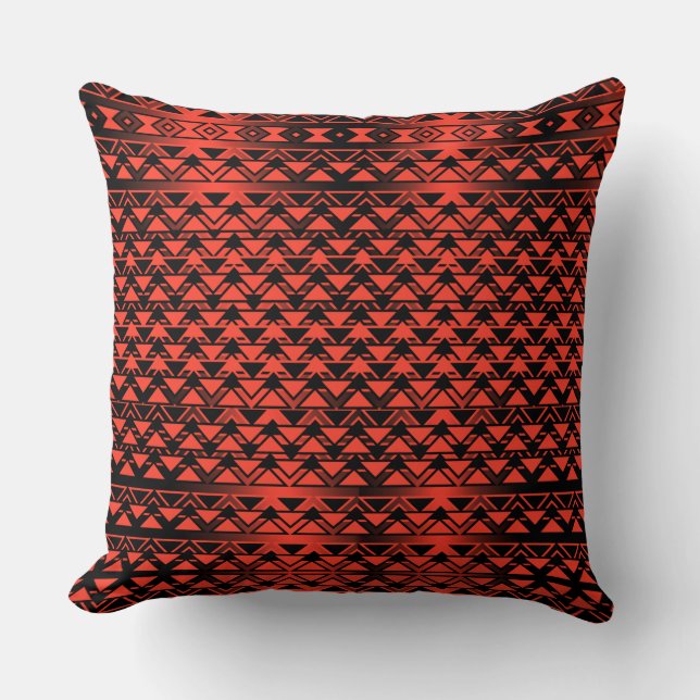 Geometric triangles or zigzag in reddish gradient cushion (Front)