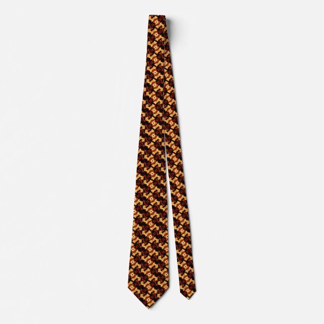 Geometric Triangles Orange Brown Black Abstract Tie (Front)