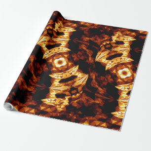 Geometric Triangles Orange Brown Black Abstract Wrapping Paper