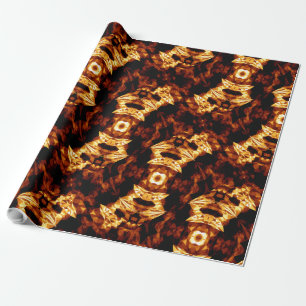 Geometric Triangles Orange Brown Black Abstract Wrapping Paper