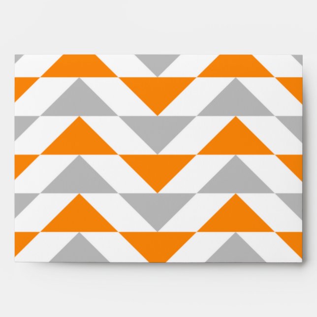Geometric Triangles Orange Grey White Pattern Envelope (Front)