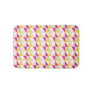Geometric Triangles Pink And Yellow Pattern Bath Mat