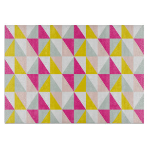 Geometric Triangles Pink And Yellow Pattern Cutting Board