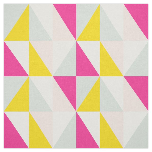 Geometric Triangles Pink And Yellow Pattern Fabric (Swatch)