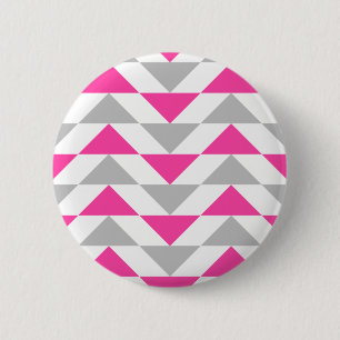 Geometric Triangles Pink Grey White Pattern 6 Cm Round Badge
